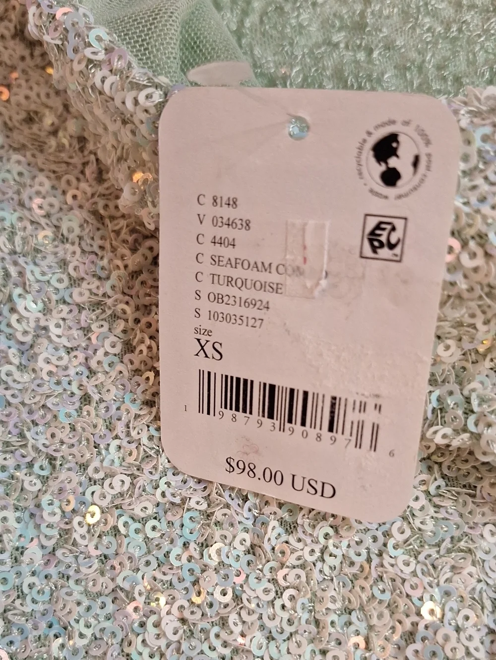 #917 Free People Intimately Leading The Way Sequin Long Sleeve Size Xs